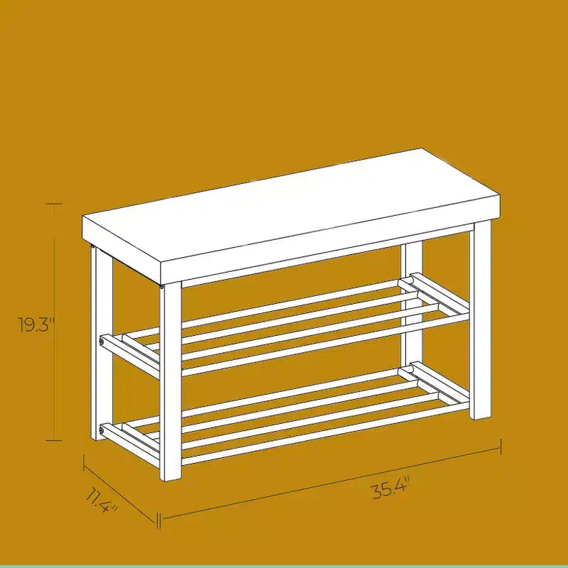 Scarpiera a 2 ripiani in bambù con panca, organizer per scarpe stabile per ingresso e soggiorno, seduta che regge fino a 300 lb, 11.4 x 35.4 x 19.3 Inches