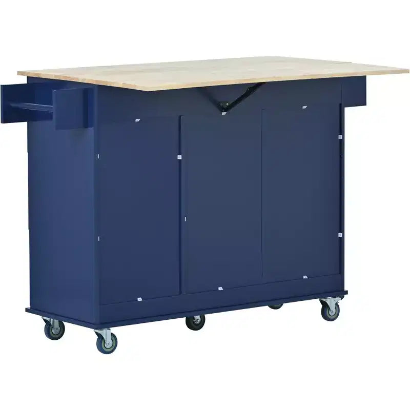 Isola da cucina moderna su carrello, carrello da cucina con ripiani e cassetti