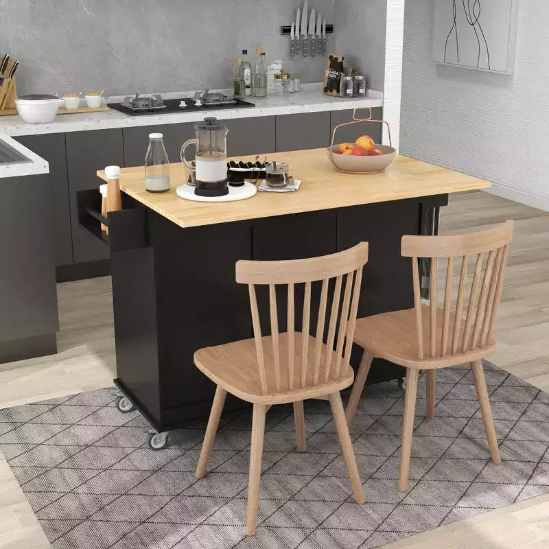 Isola da cucina moderna su carrello, carrello da cucina con ripiani e cassetti