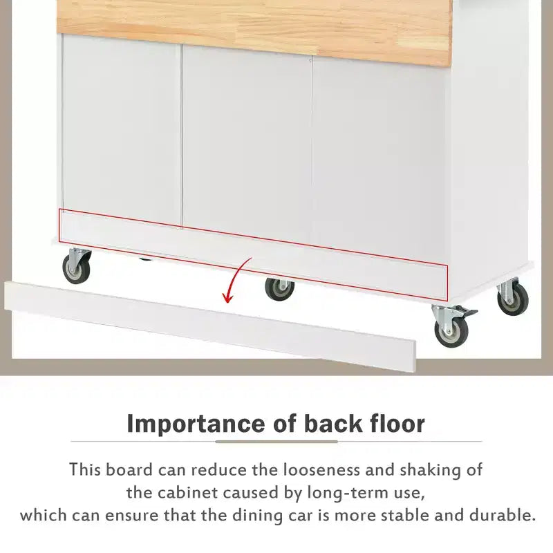 Isola da cucina moderna su carrello, carrello da cucina con ripiani e cassetti