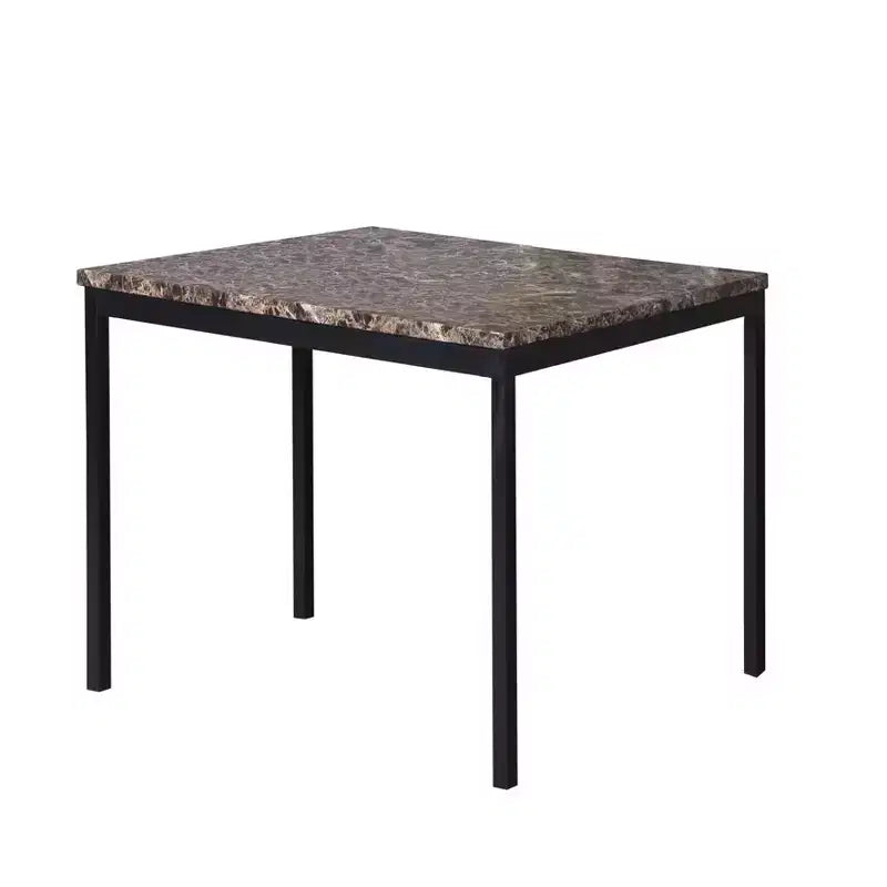 Tavolo da pranzo in metallo ad altezza bancone con piano in finto marmo laminato, nero