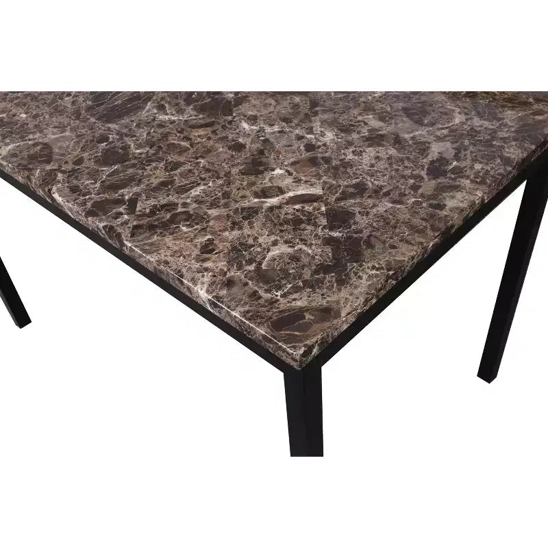 Tavolo da pranzo in metallo ad altezza bancone con piano in finto marmo laminato, nero