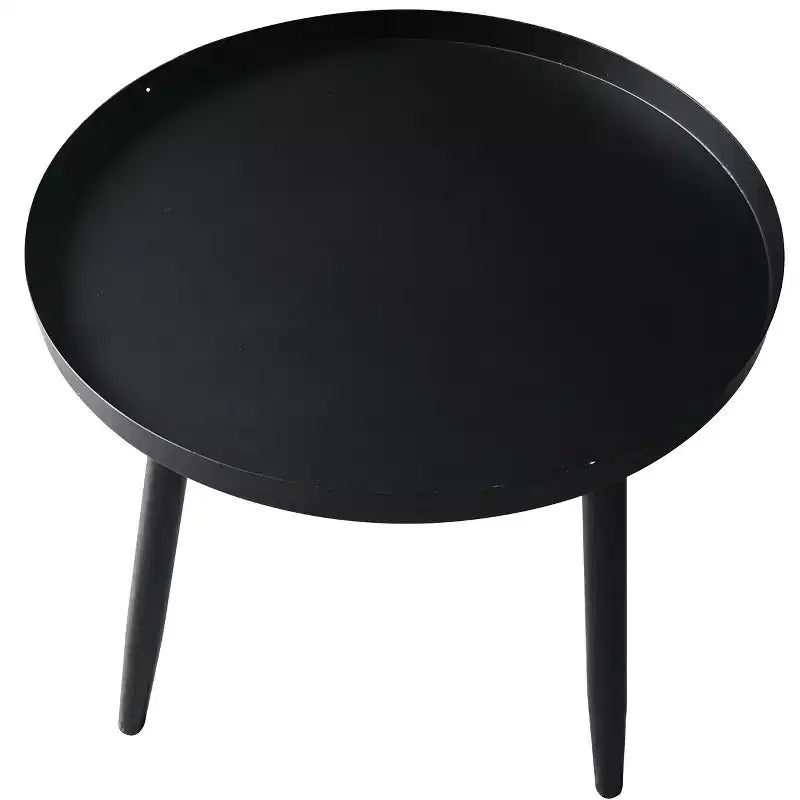 Round Metal Side Accent End Table, Nightstand Accent Table, Black