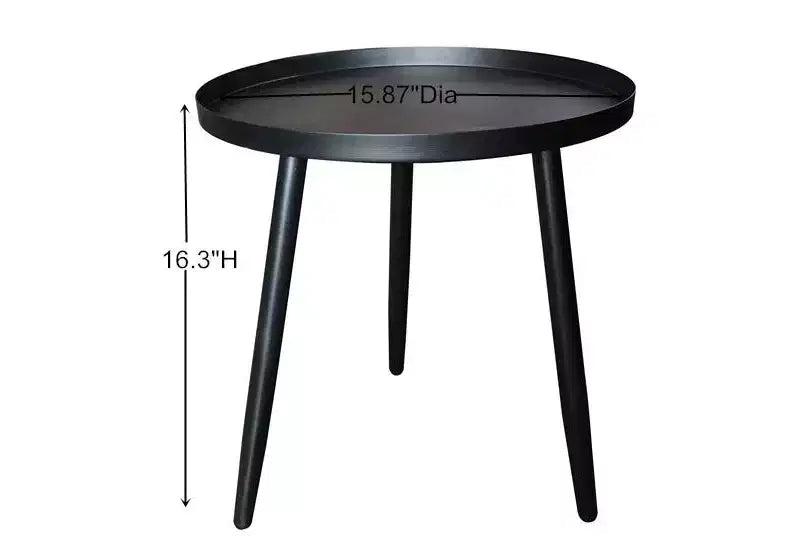 Round Metal Side Accent End Table, Nightstand Accent Table, Black
