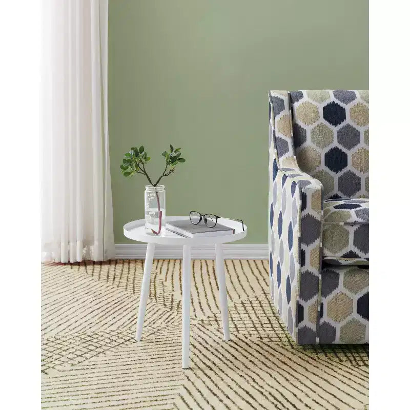 Round Metal Side Accent End Table, Nightstand Accent Table, Black