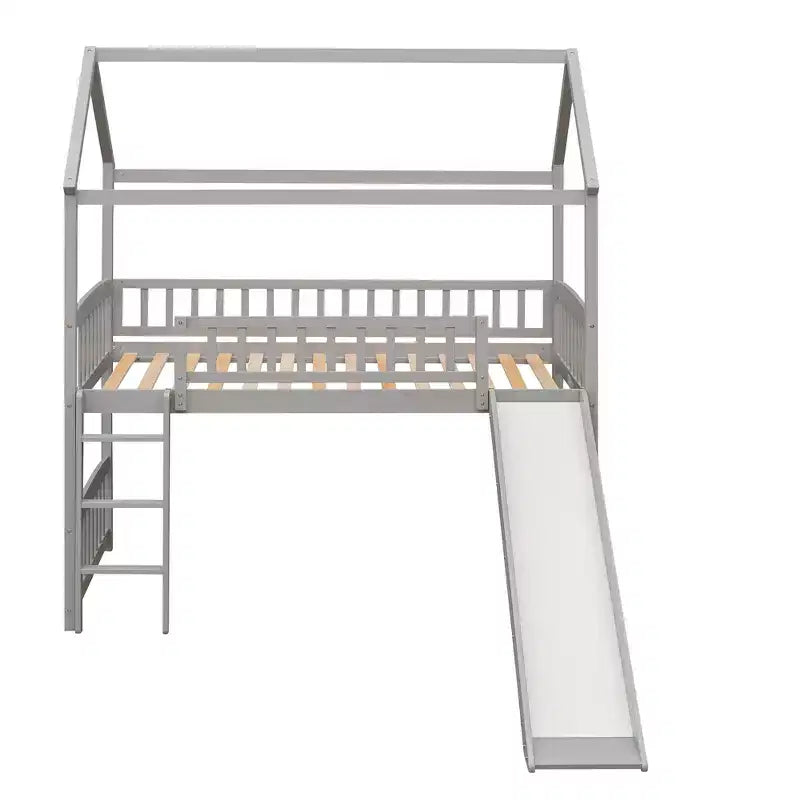 Nowoczesne łóżko na antresoli w rozmiarze Twin o wymiarach 79.5L x 41.8W, zjeżdżalnia