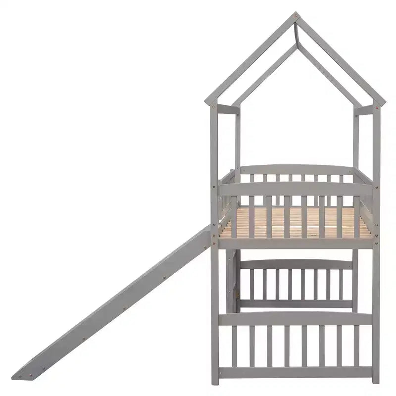Nowoczesne łóżko na antresoli w rozmiarze Twin o wymiarach 79.5L x 41.8W, zjeżdżalnia