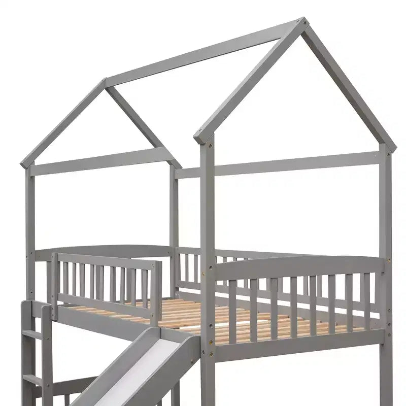 Nowoczesne łóżko na antresoli w rozmiarze Twin o wymiarach 79.5L x 41.8W, zjeżdżalnia