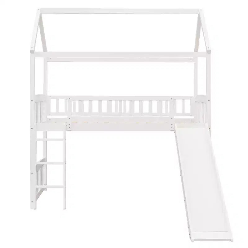 Nowoczesne łóżko na antresoli w rozmiarze Twin o wymiarach 79.5L x 41.8W, zjeżdżalnia