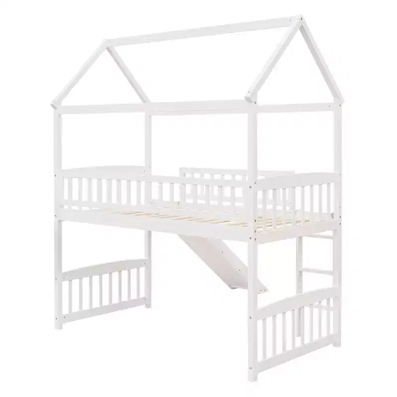 Nowoczesne łóżko na antresoli w rozmiarze Twin o wymiarach 79.5L x 41.8W, zjeżdżalnia