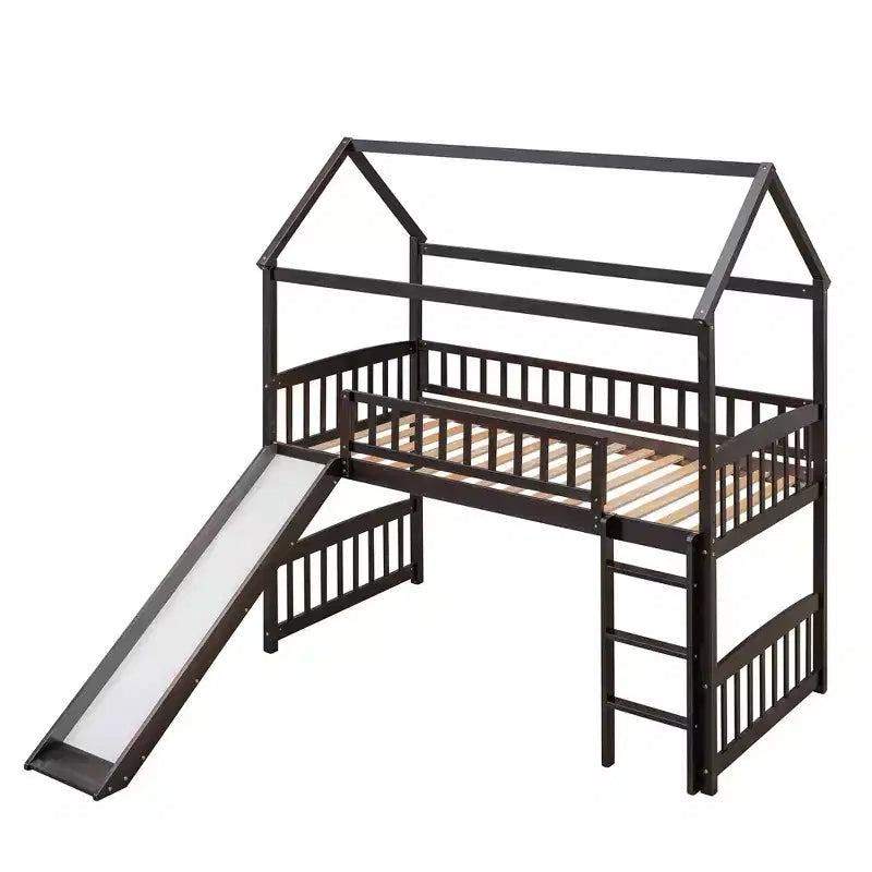 Nowoczesne łóżko na antresoli w rozmiarze Twin o wymiarach 79.5L x 41.8W, zjeżdżalnia