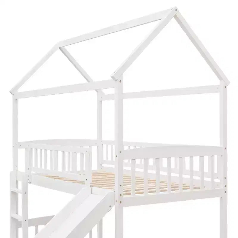 Nowoczesne łóżko na antresoli w rozmiarze Twin o wymiarach 79.5L x 41.8W, zjeżdżalnia