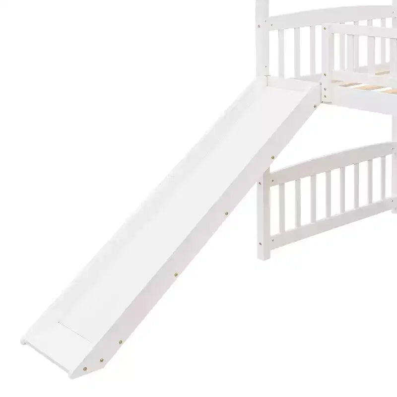 Nowoczesne łóżko na antresoli w rozmiarze Twin o wymiarach 79.5L x 41.8W, zjeżdżalnia