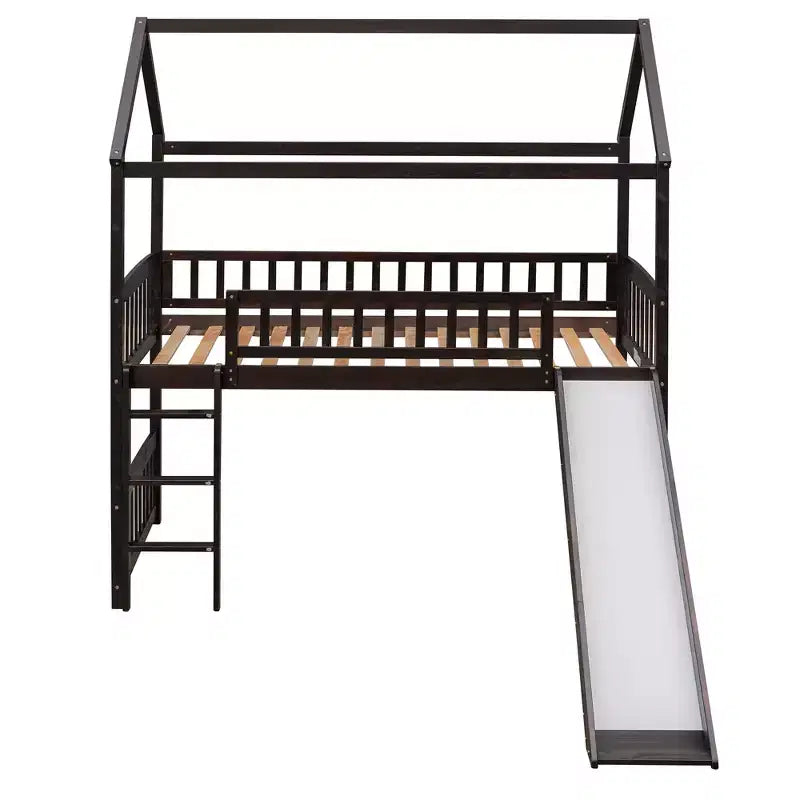 Nowoczesne łóżko na antresoli w rozmiarze Twin o wymiarach 79.5L x 41.8W, zjeżdżalnia
