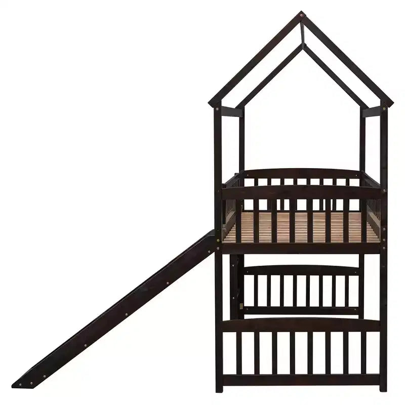 Nowoczesne łóżko na antresoli w rozmiarze Twin o wymiarach 79.5L x 41.8W, zjeżdżalnia