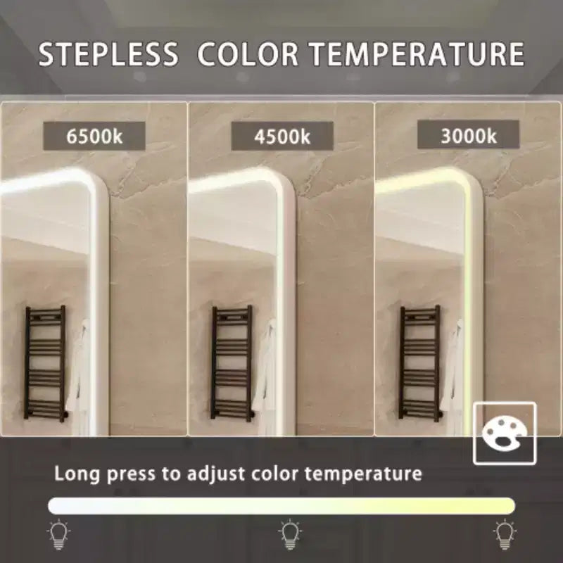 Specchio rettangolare da parete per bagno con luce LED, dimmerabile e antiappannamento, 24 X 32