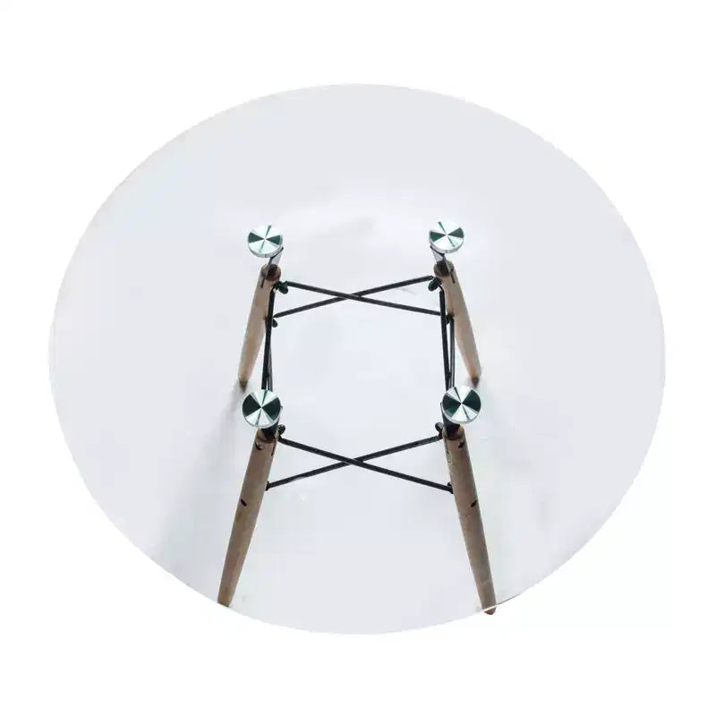Tavolo rotondo da bistrot da 31 pollici - tavolo da pranzo moderno di metà secolo con piano in vetro temperato o MDF e base Eiffel in legno naturale