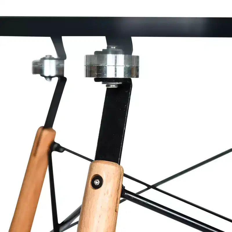 Tavolo rotondo da bistrot da 31 pollici - tavolo da pranzo moderno di metà secolo con piano in vetro temperato o MDF e base Eiffel in legno naturale
