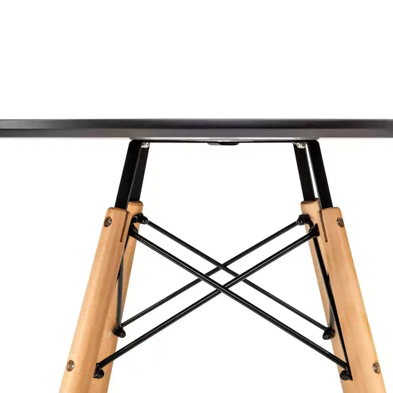 Tavolo rotondo da bistrot da 31 pollici - tavolo da pranzo moderno di metà secolo con piano in vetro temperato o MDF e base Eiffel in legno naturale