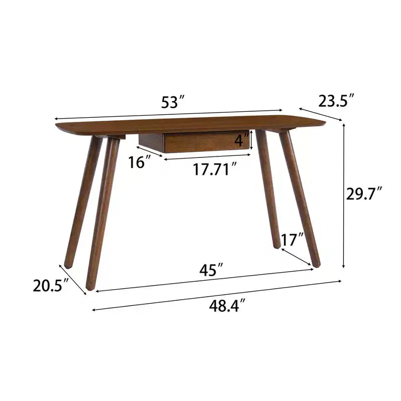 Versatile scrivania in legno per ufficio domestico e computer con 1 cassetto, color noce