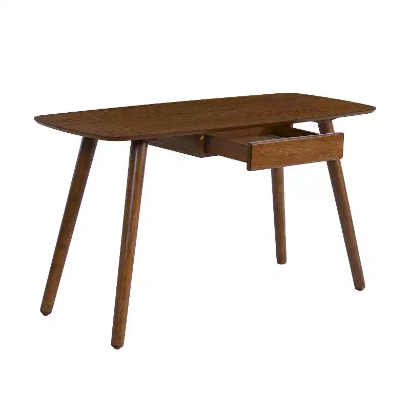 Versatile scrivania in legno per ufficio domestico e computer con 1 cassetto, color noce