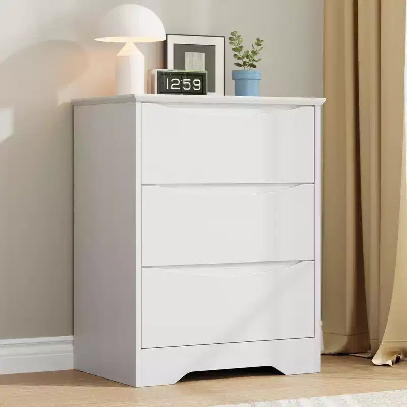 Nowoczesna komoda z 3 pojemnymi szufladami - 23.6x14.2x29.5, ukryte uchwyty, do sypialni i salonu