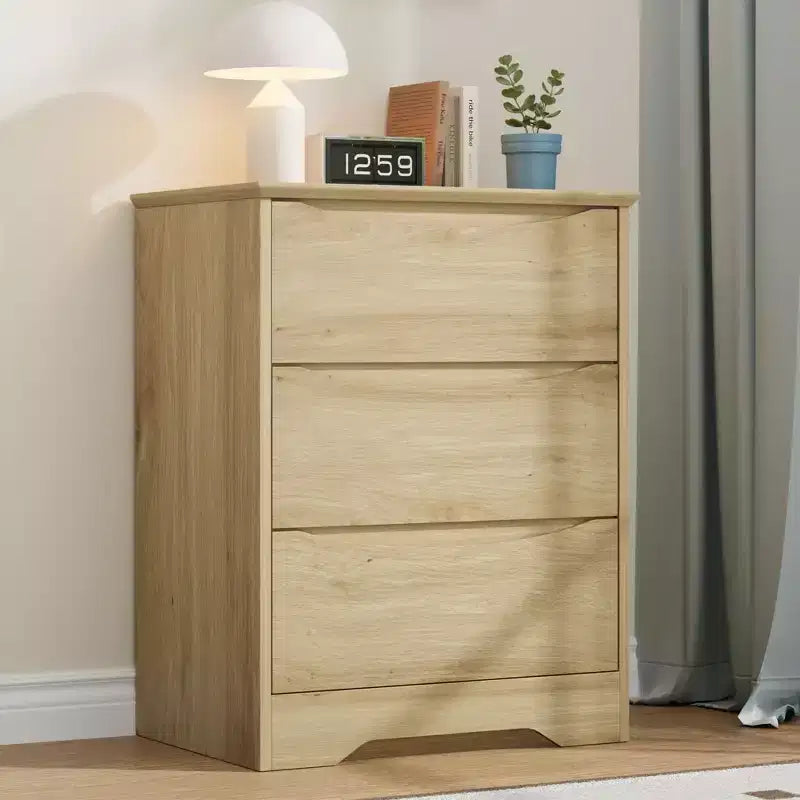 Nowoczesna komoda z 3 pojemnymi szufladami - 23.6x14.2x29.5, ukryte uchwyty, do sypialni i salonu