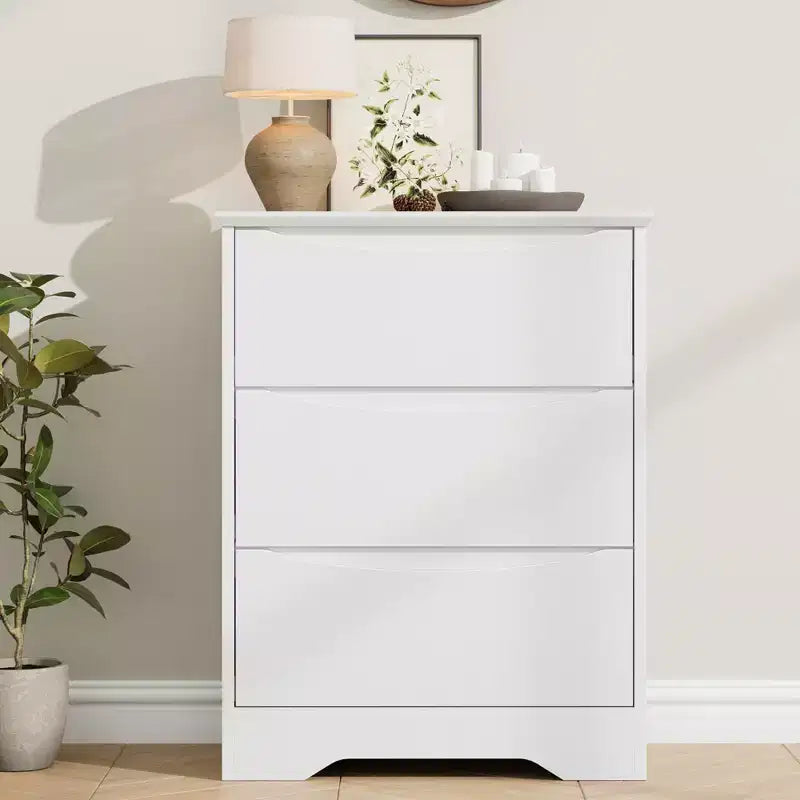 Nowoczesna komoda z 3 pojemnymi szufladami - 23.6x14.2x29.5, ukryte uchwyty, do sypialni i salonu