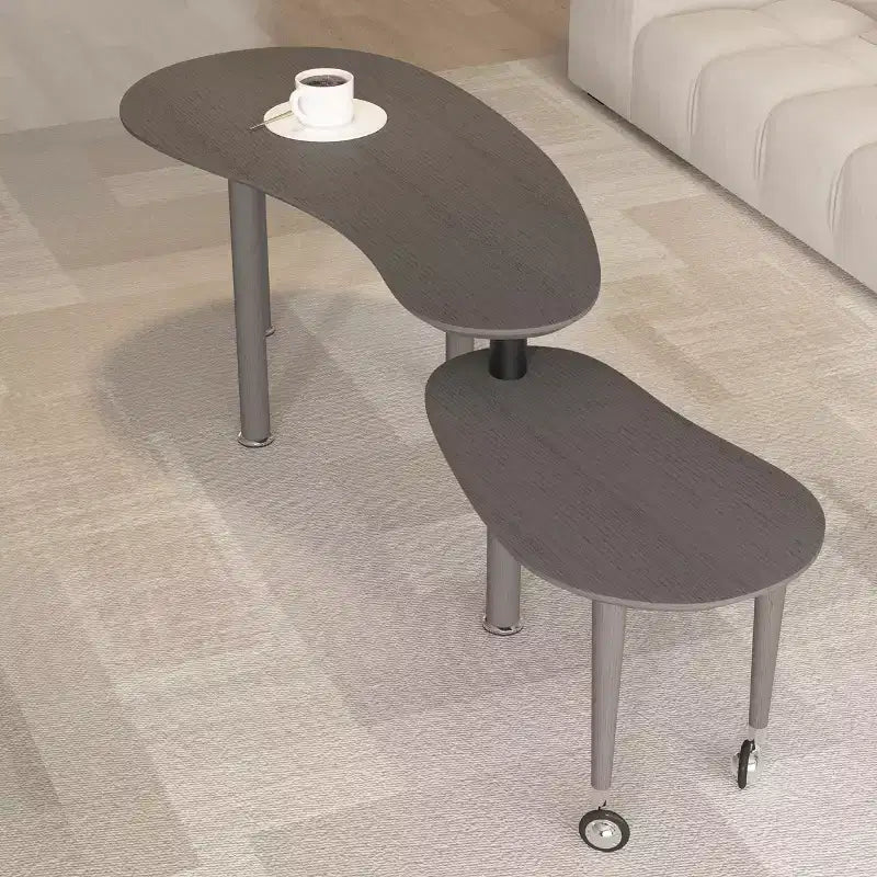Tavolino da salotto moderno con gambe in legno massello e prolunga scorrevole