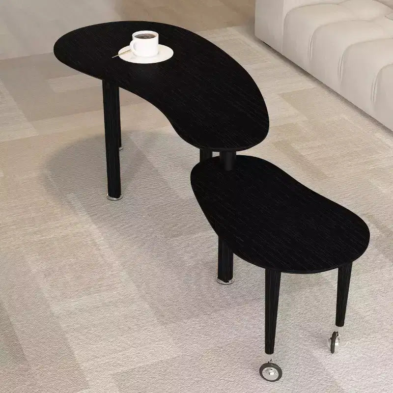 Tavolino da salotto moderno con gambe in legno massello e prolunga scorrevole