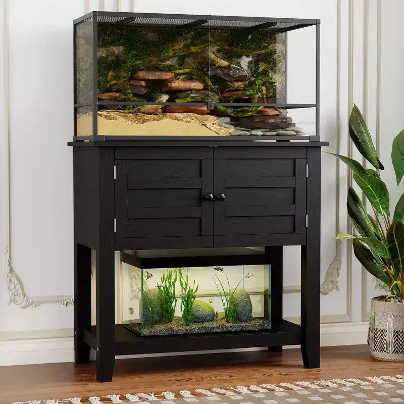 Supporto per acquario da 20-29 galloni a due ripiani, design antiribaltamento, contenitore aperto, per soggiorno e casa