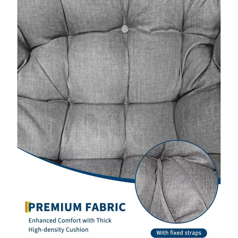 Sedia a dondolo da patio in vimini a forma di uovo, cuscino resistente alle intemperie, supporta 450 lbs, robusta struttura in metallo, per portico, giardino e cortile
