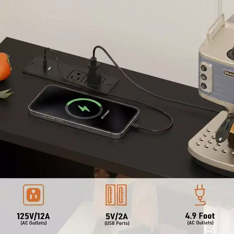 Credenza contenitore da 47 con 6 cassetti, ripiano regolabile, luci LED e stazione di ricarica per cucina e sala da pranzo