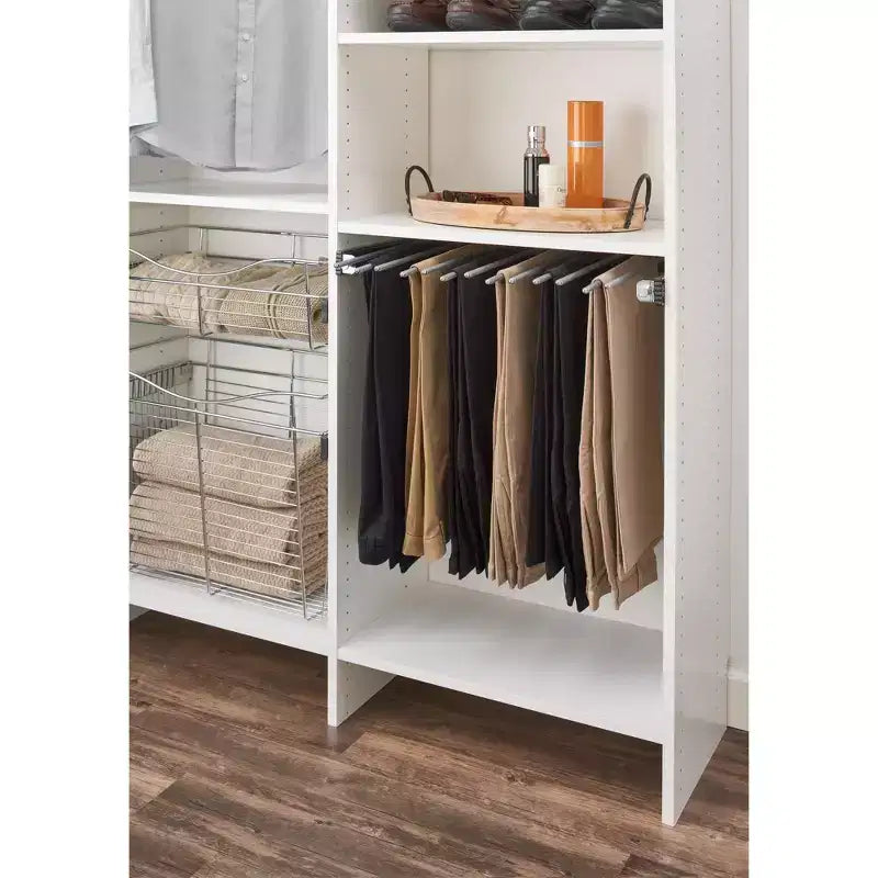 Pull Out Wire Frame for 9 Pairs of Trouser Pant Rack for Space Saving Home Closet Storage Organization, Chrome,