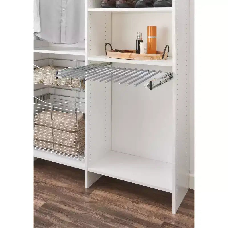 Pull Out Wire Frame for 9 Pairs of Trouser Pant Rack for Space Saving Home Closet Storage Organization, Chrome,