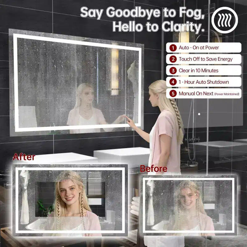 Specchio da bagno a parete 48x30 con 3 colori, specchio LED intelligente con luce e funzione antiappannamento, certificato ETL