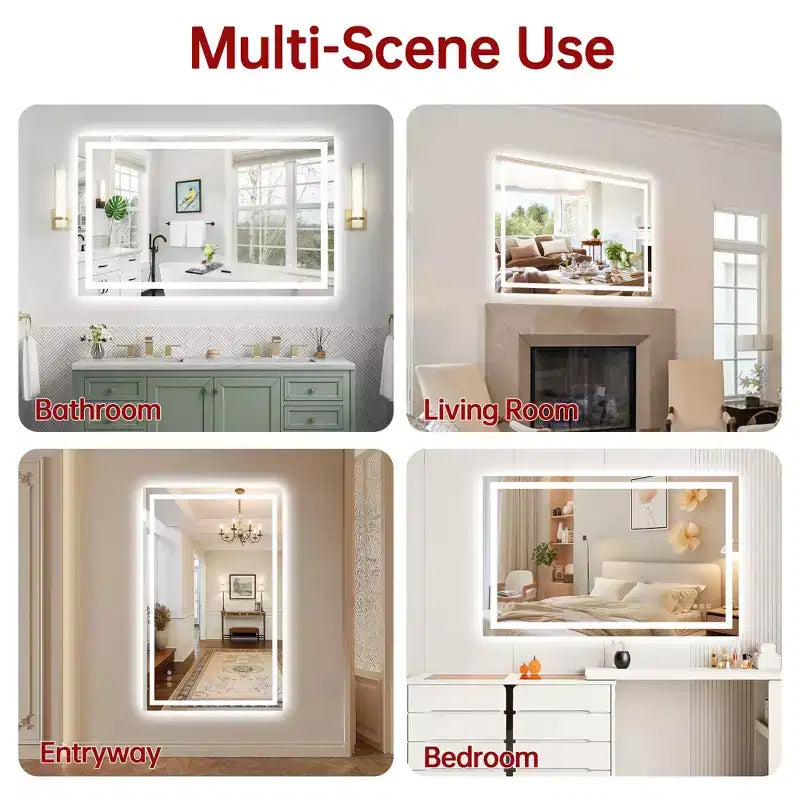 Specchio da bagno a parete 48x30 con 3 colori, specchio LED intelligente con luce e funzione antiappannamento, certificato ETL