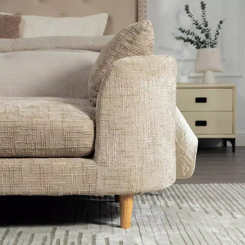 Panca imbottita con cuscino, panca per fondo letto, chaise longue in ciniglia, panca minimalista da ingresso, poggiapiedi con morbido cuscino e guanciale