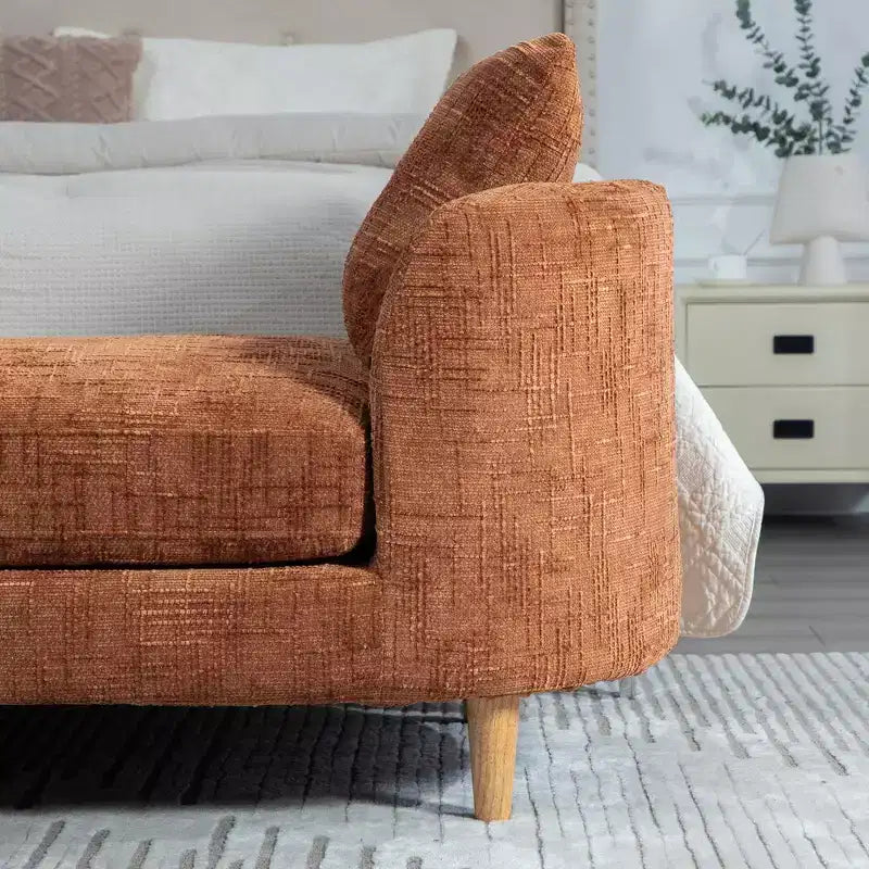 Panca imbottita con cuscino, panca per fondo letto, chaise longue in ciniglia, panca minimalista da ingresso, poggiapiedi con morbido cuscino e guanciale