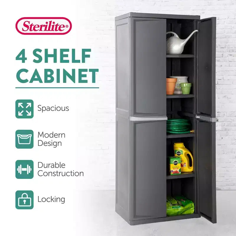 Set da 2 organizer con contenitori e mobiletto da garage regolabile a 4 ripiani, grigio