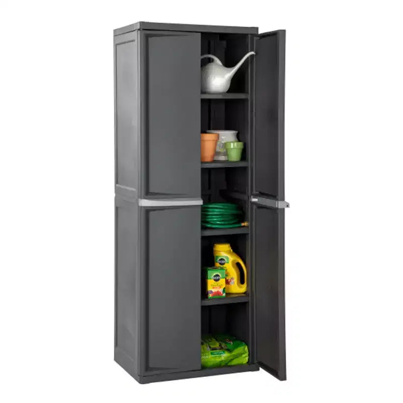 Set da 2 organizer con contenitori e mobiletto da garage regolabile a 4 ripiani, grigio