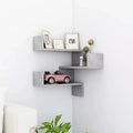 Mensola angolare da parete in legno multistrato grigio cemento 15.7x15.7x19.7 in
