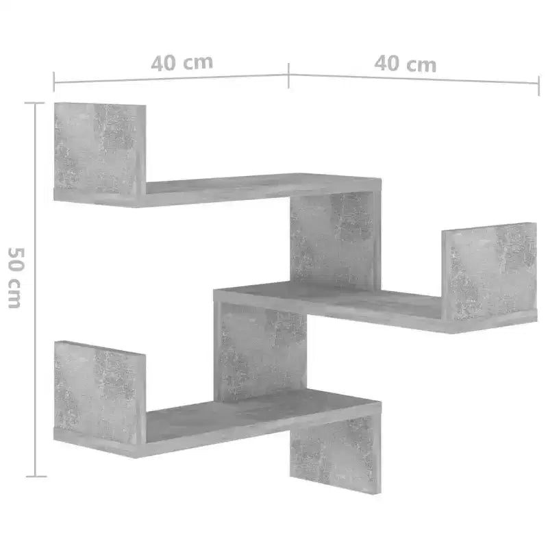 Mensola angolare da parete in legno multistrato grigio cemento 15.7x15.7x19.7 in
