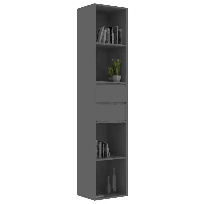 Libreria con ante grigio lucido 14.2x11.8x67.3 in legno multistrato