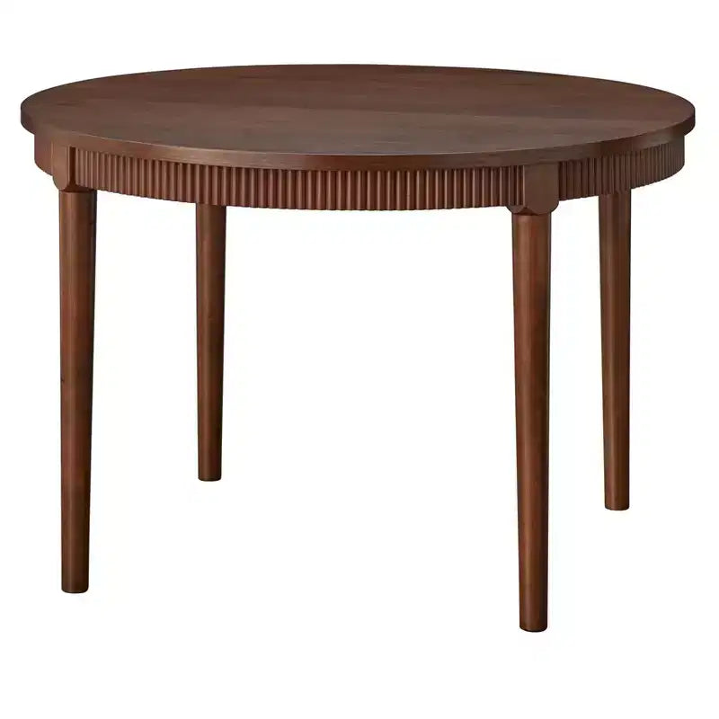Tavolo da pranzo rotondo con grembiule scanalato