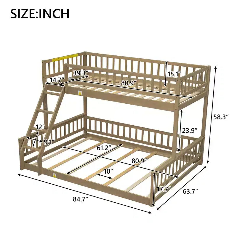 Drewniane łóżko Twin XL z barierką i drabinką, łatwy montaż