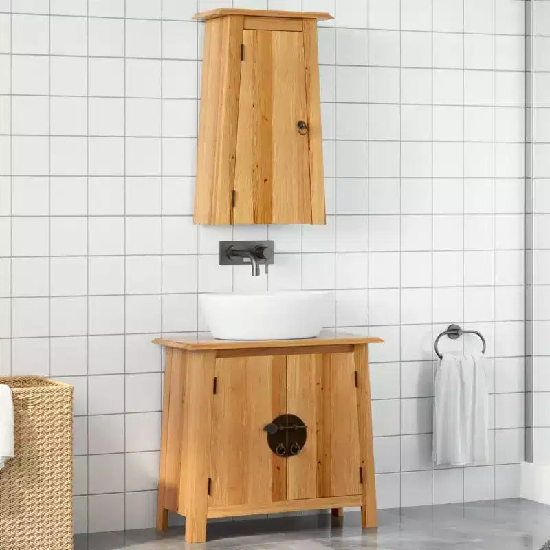 Set di mobili da bagno in legno massello di pino, medio