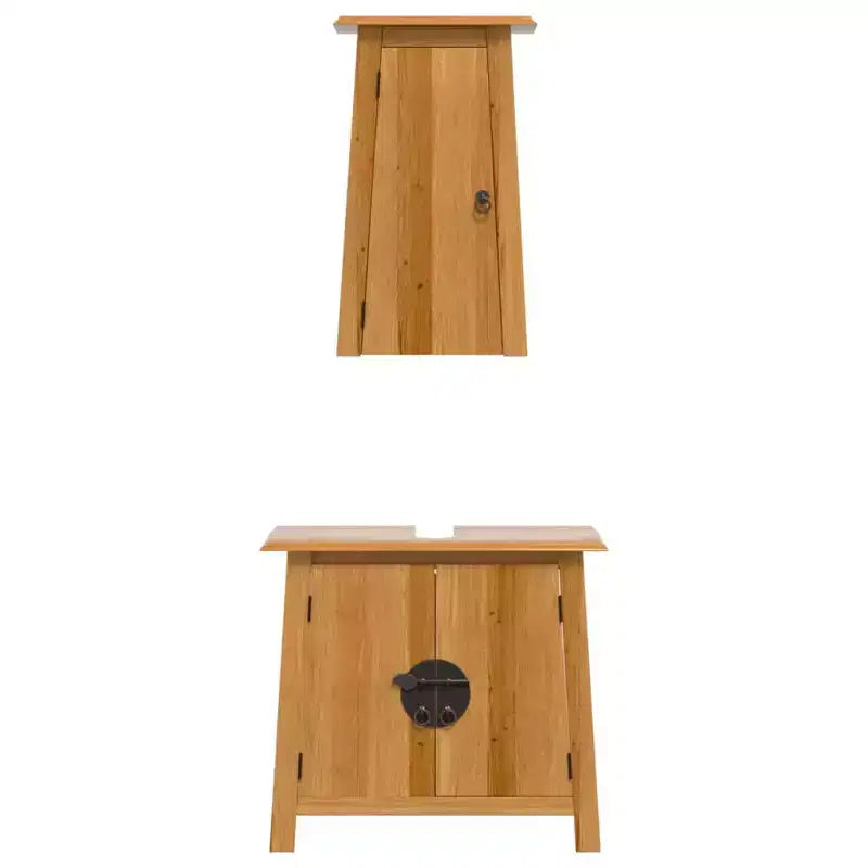 Set di mobili da bagno in legno massello di pino, medio