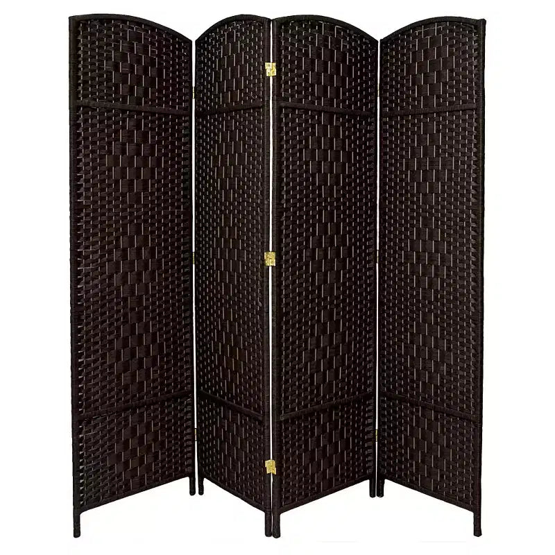 Divisorio per ambienti alto 6 ft. con trama a rombi in fibra, 4 pannelli - Oriental Furniture
