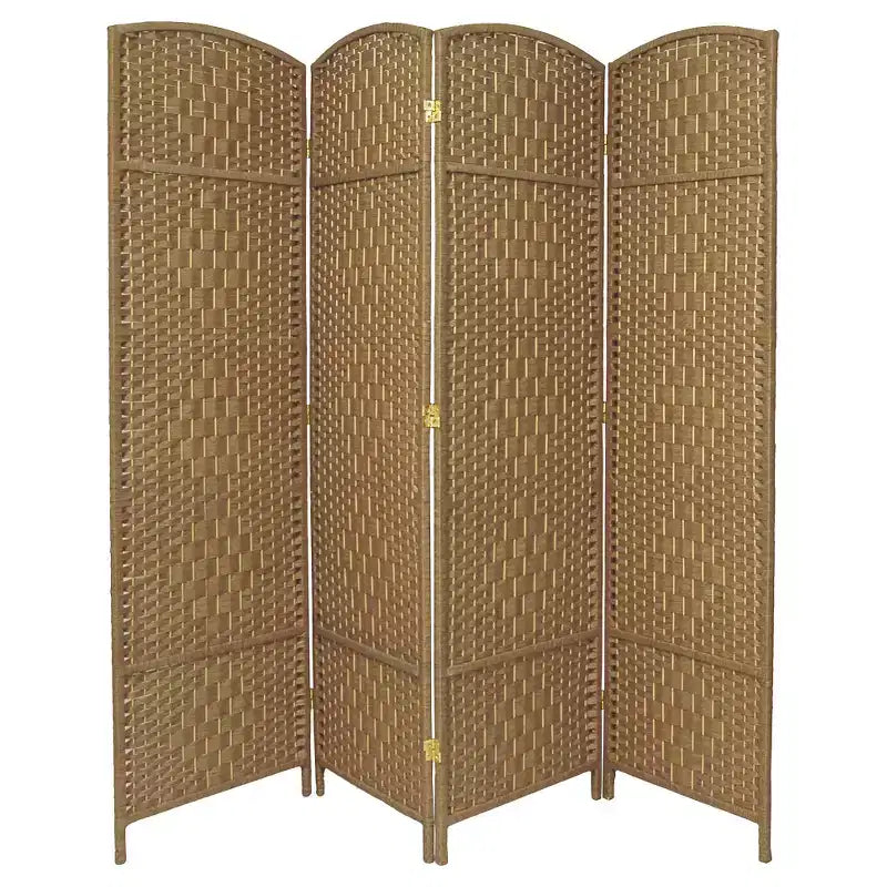 Divisorio per ambienti alto 6 ft. con trama a rombi in fibra, 4 pannelli - Oriental Furniture